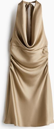 H&M Neckholderkleid aus Satin - Beige