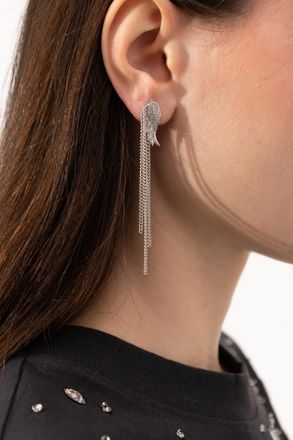 Zadig&Voltaire Long Earrings With Shimmering Crystals, Womens, Silver