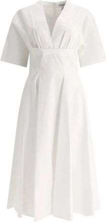 Alaia Witte Katoenen Midi Jurk - Dames - Maxi kleedjes - Wit - L - Katoen - Kleedjes