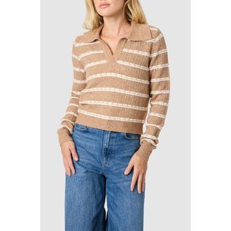 Lush Collared Striped Sweater in Taupe at Nordstrom Rack, Size Medium