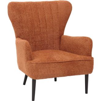 Hhg Non utilizzato] Poltrona HHG 060, sedia cocktail imbottita retro vintage tessuto ciniglia (500g/m&sup2;) Oeko-Tex, arancione