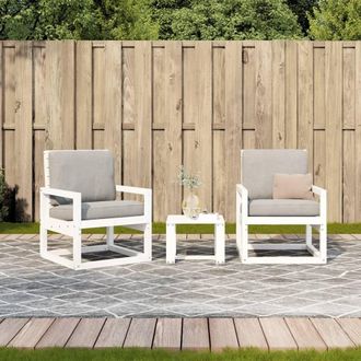 Berkfield Home Beautiful 3 Piece Garden Lounge Set White Solid Wood Pine