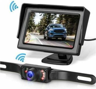 Elle Kit De C&aacute;mara De Visi&oacute;n Trasera Inal&aacute;mbrica De 4,3, Monitor Lcd Hd, Visi&oacute;n Nocturna, Resistente Al Agua Ip68, Alcance De 30 M, &Aacute;ngulo De Visi&oacute;n De 170