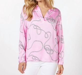 Esqualo Polo Collar Rope Blouse In Pattern