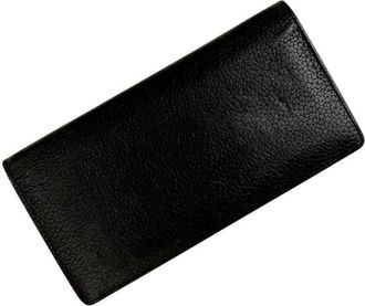Louis Vuitton Black Noir Leather Long Wallet (Bi-Fold) (Pre-Owned)