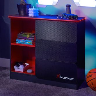 X Rocker Carbon-Tek Chest of 3 Drawers with 2 Shelves & LED Lighting in Grey