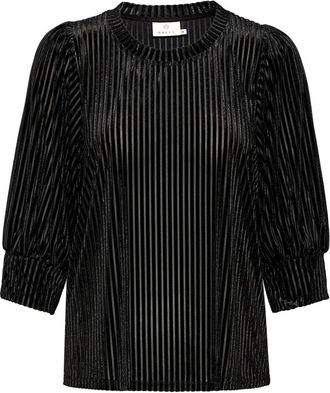 Kaffe Zwarte Diepe Blouse met Pofmouwen - Dames - Blouses - Zwart - XL - Overhemden