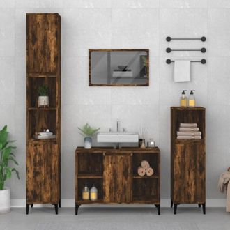 vidaXL Mobile Lavabo Rovere Fumo 80x33x60 cm in Legno Multistrato - Vidaxl