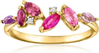 Ross-Simons Multi-Gemstone Ring With Diamonds in 14kt Yellow Gold