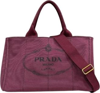 Prada Pre-owned Tote Bags, female, Red, Size: ONE SIZE Pre-owned Canapa Shoulder Bag