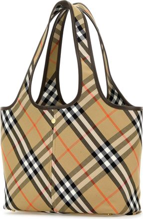 Burberry Womens Tote Shoulder Beige Cotton