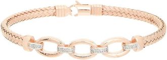 Meshmerise 0.06 Ct. Tw. Diamond 18K Rose Gold Over Silver Bangle Bracelet