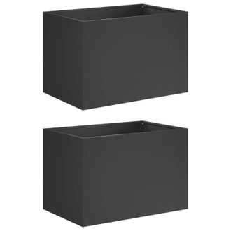 vidaXL Macetero De Jard&iacute;n 2 Uds. Negro 50 X 40 X 40 Cm Vidaxl