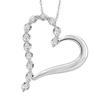 Pompeii3 10K White Gold 1 Tall Diamond Heart Pendant Womens Necklace