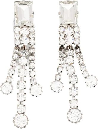 Alessandra Rich Kristallen Oorbellen met Franjes - Dames - Oorbellen - Grijs - ONE Size - Accessoires