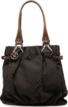 Celine Borsa tote in tela Macadam con finiture in pelle goffrata 2009 - Marrone