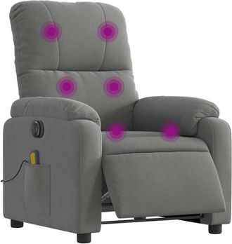 vidaXL Vidaxl - Poltrona Reclinante Massaggi Elettrica Grigio Scuro Microfibra