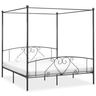 Berkfield Home Canopy Bed Frame Grey Metal 6FT Super King