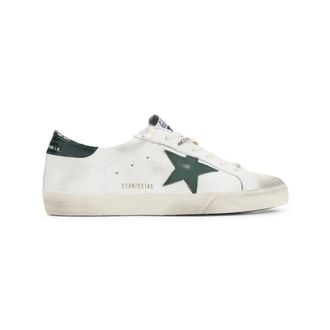 Golden Goose White Green Lace Up Sneakers