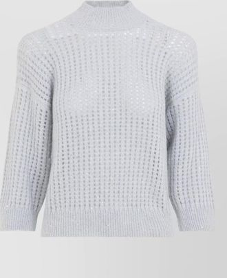 PESERICO open-knit sequin-embellished mock-neck sweater