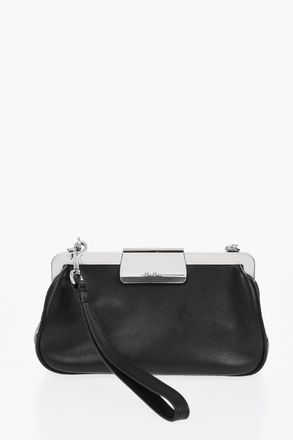 Max Mara Leather Clutch With Snap Closure Max Mara