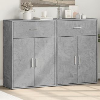 Berkfield Home Sideboards 2 pcs Concrete Grey 60x30x84 cm Engineered Wood | Size: 60 x 30 x 84 cm