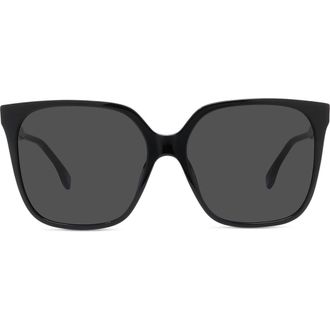 Fendi Fine 59mm Geometric Sunglasses in Shiny Black /Smoke at Nordstrom Rack