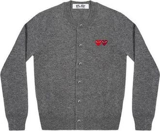 Comme Des Gar&ccedil;ons (WMNS) COMME des GARCONS PLAY Cardigan With Double Emblems Grey AZ-N057-051-3