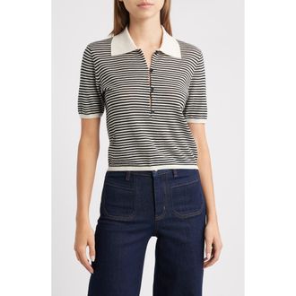 Frame Denim The Smart Stripe Polo Top in Cream Multi at Nordstrom Rack, Size X-Large