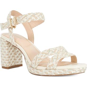 Dune London Manifesting Ankle Strap Platform Sandal in Beige Multi at Nordstrom, Size 8.5Us
