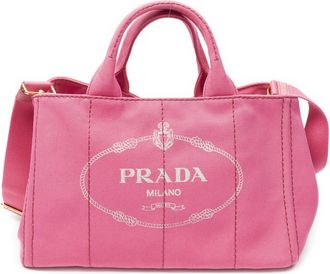 Prada Pre-owned Womens Medium Canapa Tote Shoulder Bag - Pink - One Size