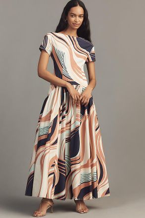 Hutch Atley Stretch Poplin Drop-Waist Maxi Dress