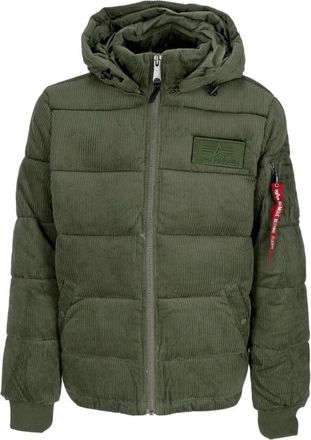 Alpha Industries Salie Groene Puffer Cord Jack - Heren - Winterjassen - Groen - XL - Katoen - Jassen
