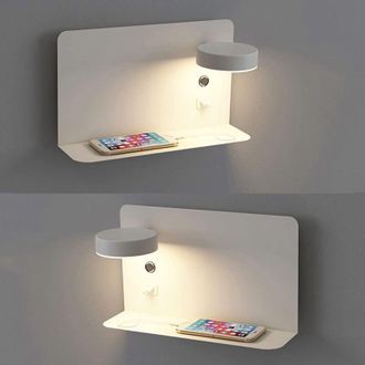 OEM Paquete De 2 Luces De Pared Led Ajustables De 12 W Con Carga Usb, 3 Temperaturas De Color, Rotaci&oacute;n De 330&deg;, L&aacute;mpara De Pared Moderna Con Interruptor 