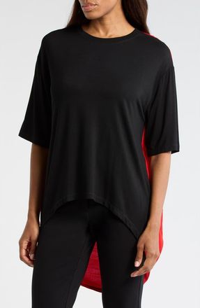 Patrizia Luca Mixed Media High-Low Top in Red/black at Nordstrom Rack