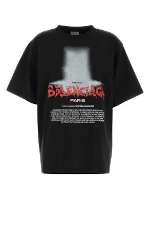 Balenciaga Graphic-Print Cotton T-shirt - Black