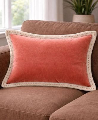Vibhsa Solid Velvet Pick-Stitch Decorative Lumbar Pillow, 14 x 20