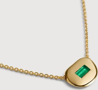 Monica Vinader Gold Gemdrop Soft Oval Chain Necklace Green Onyx