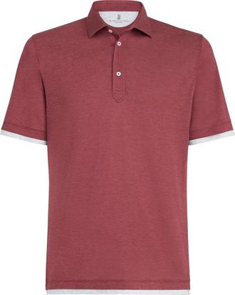 Brunello Cucinelli Jersey polo shirt in Coral at Nordstrom, Size Xxx-Large Eu
