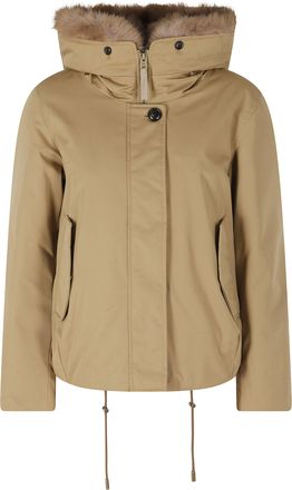 Woolrich Khaki Best Cotton Removable Fur Hood Short Parka