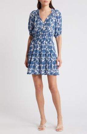 Rails Fiorella Floral Smocked Dress in Chambray Floral at Nordstrom Rack, Size Xx-Small