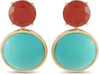 Ippolita Pre-Owned Ippolita 18K Yellow Gold Turquoise and Carnelian Earrings IP35 051426