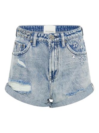 One Teaspoon Bandits studded distressed shorts - women - Cotton - M - Blue