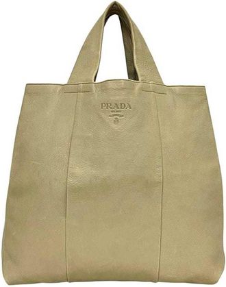 Prada Beige Leather Tote Bag (Pre-Owned)