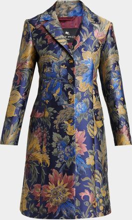 Etro Floral Jacquard Single-Breasted A-Line Jacket
