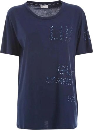 Liu Jo Basic T-shirt met Ronde Hals Blauwe Print - Dames - T-shirts - Blauw - XS - Katoen - Tops