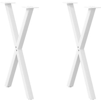 vidaXL Patas Para Mesa De Comedor En Forma De X (2 Unidades), Color Blanco, 57 X (72-73) Cm, Acero Vidaxl