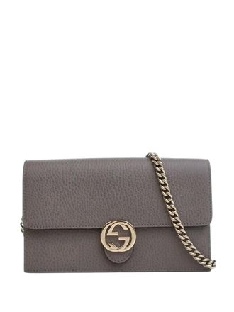 Gucci 2016-2025 Leather Interlocking G Dollar Wallet on Chain crossbody bag - women - Calf Leather/Leather - One Size - Grey