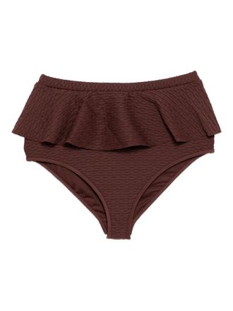 Duskii Frill bikini bottom - women - Recycled Nylon/Spandex/Elastane - L - Brown