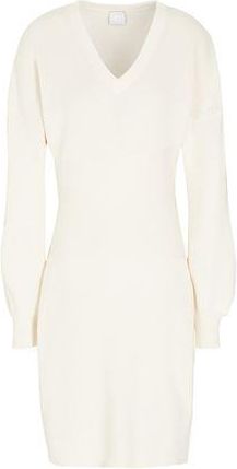 8 by YOOX ORGANIC COTTON V-NECK PUFF L/SLEEVE KNIT DRESS